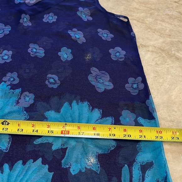 MORE By Lata | Sheer Tunic Top | Swim Cover-Up | Blue Floral | Size‎ - Picture 5 of 12